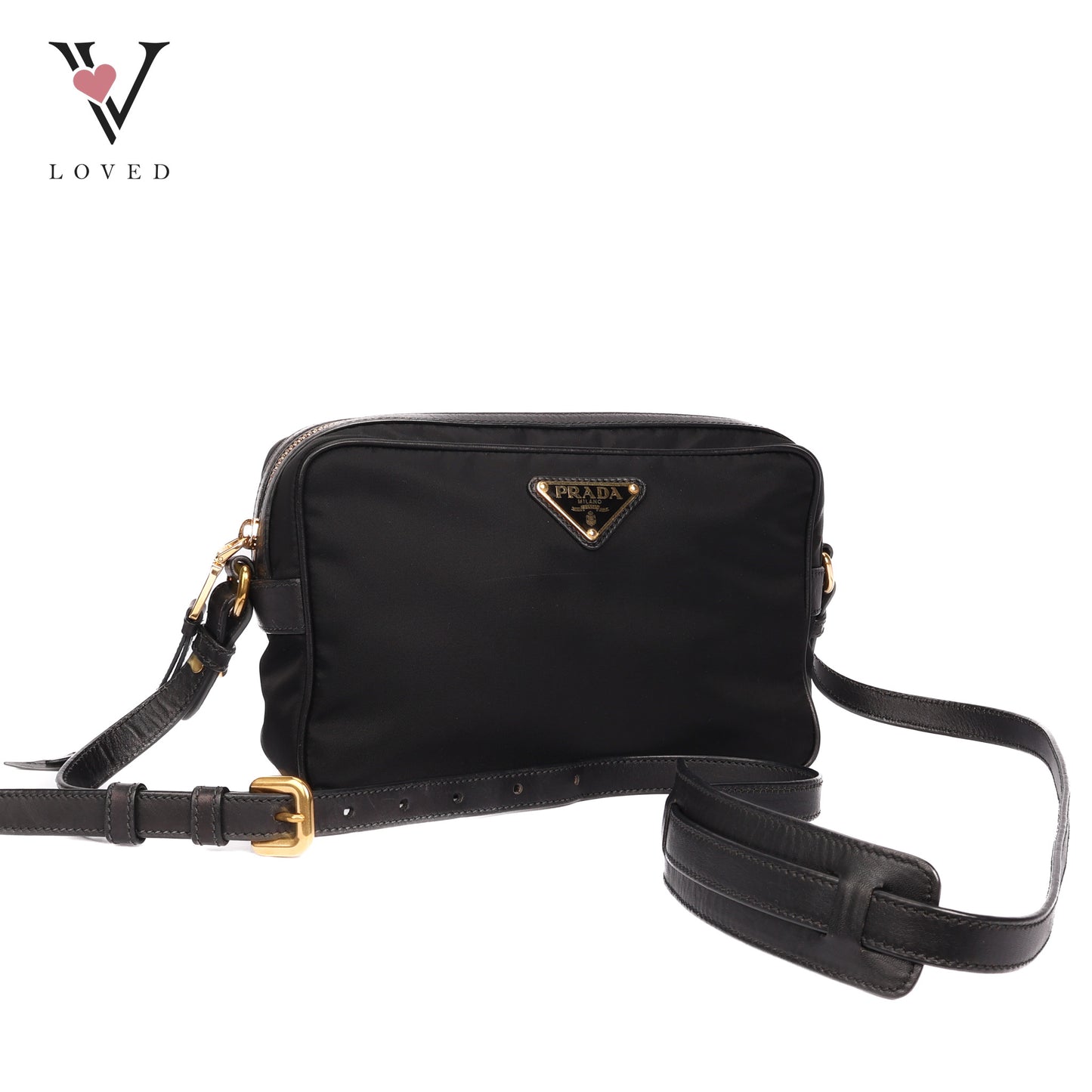 Crossbody Bag In Black Nylon And Leather