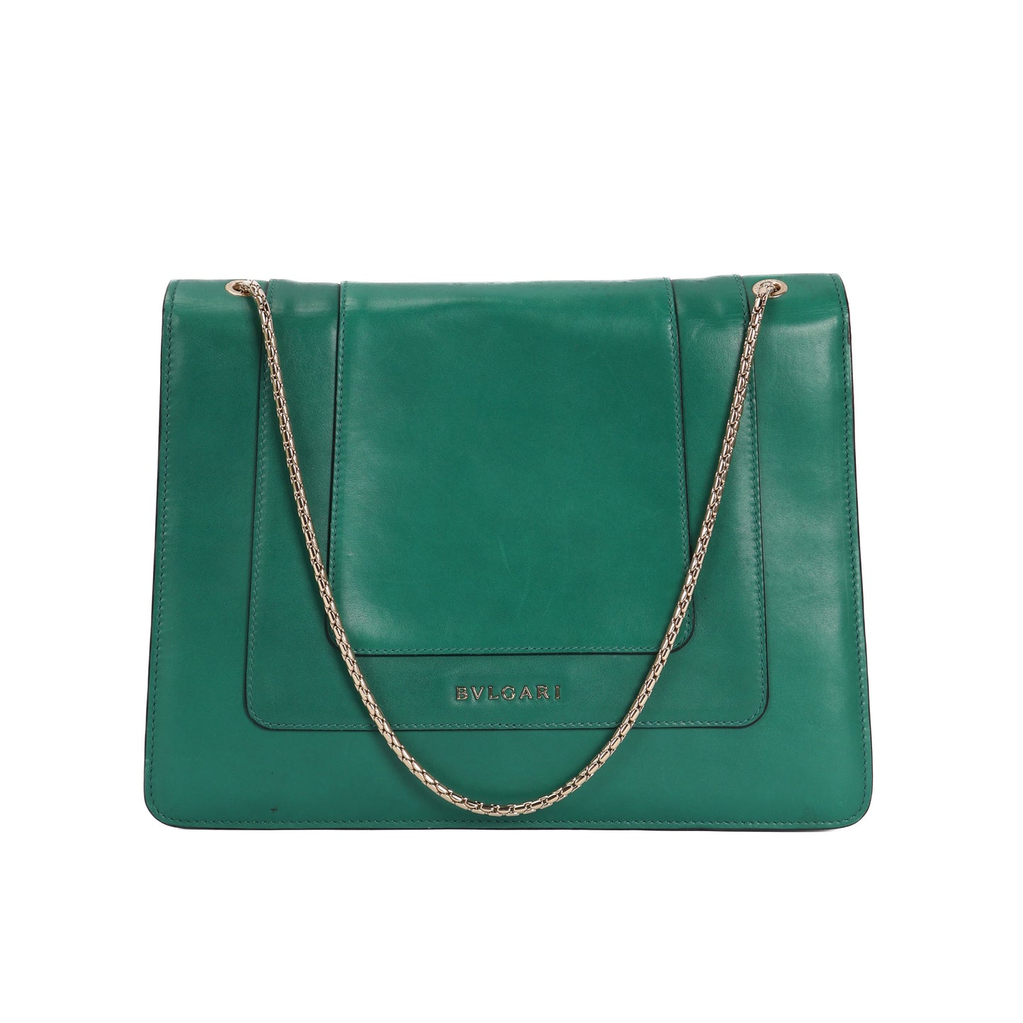 Serpenti Forever In Green Leather Shoulder Bag