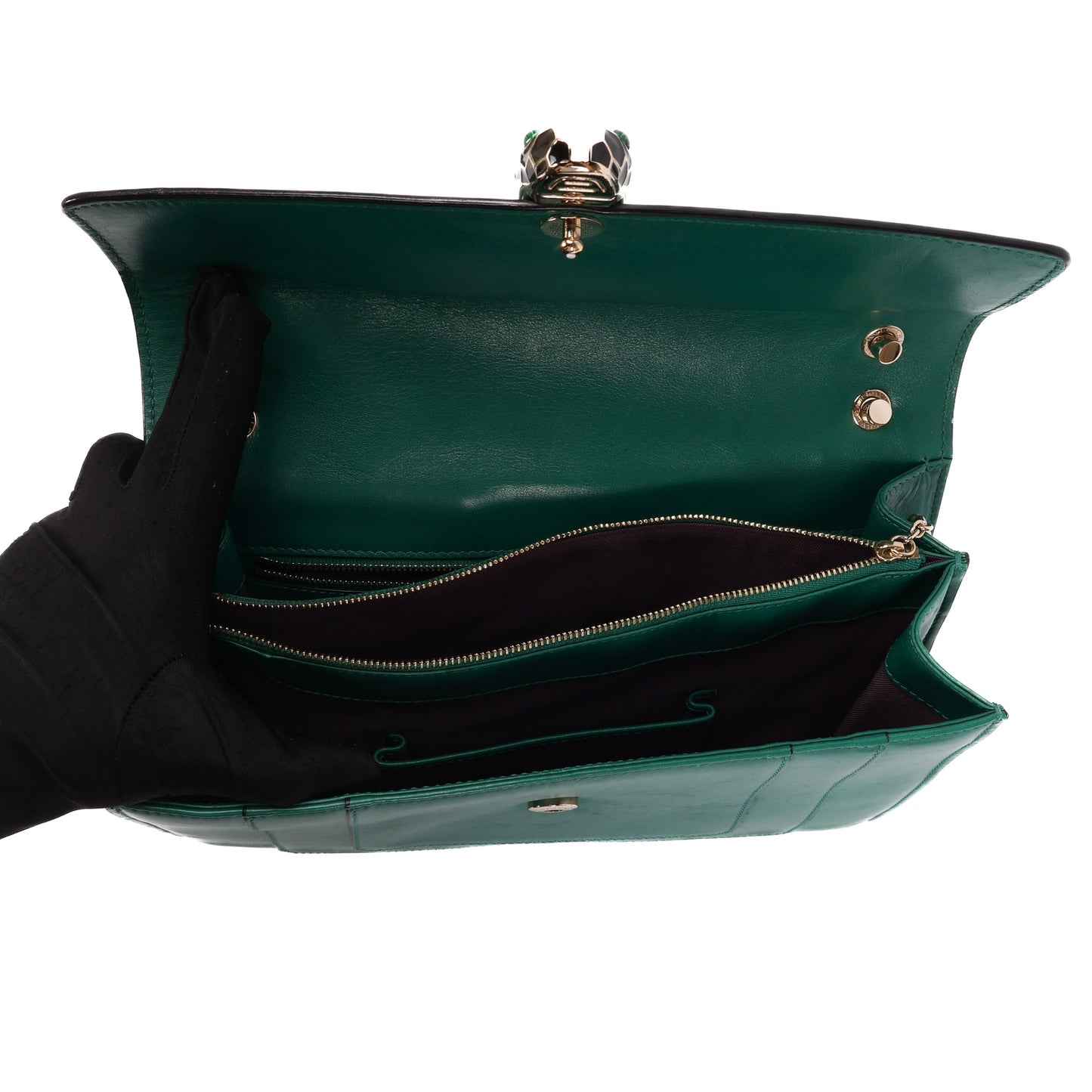 Serpenti Forever In Green Leather Shoulder Bag
