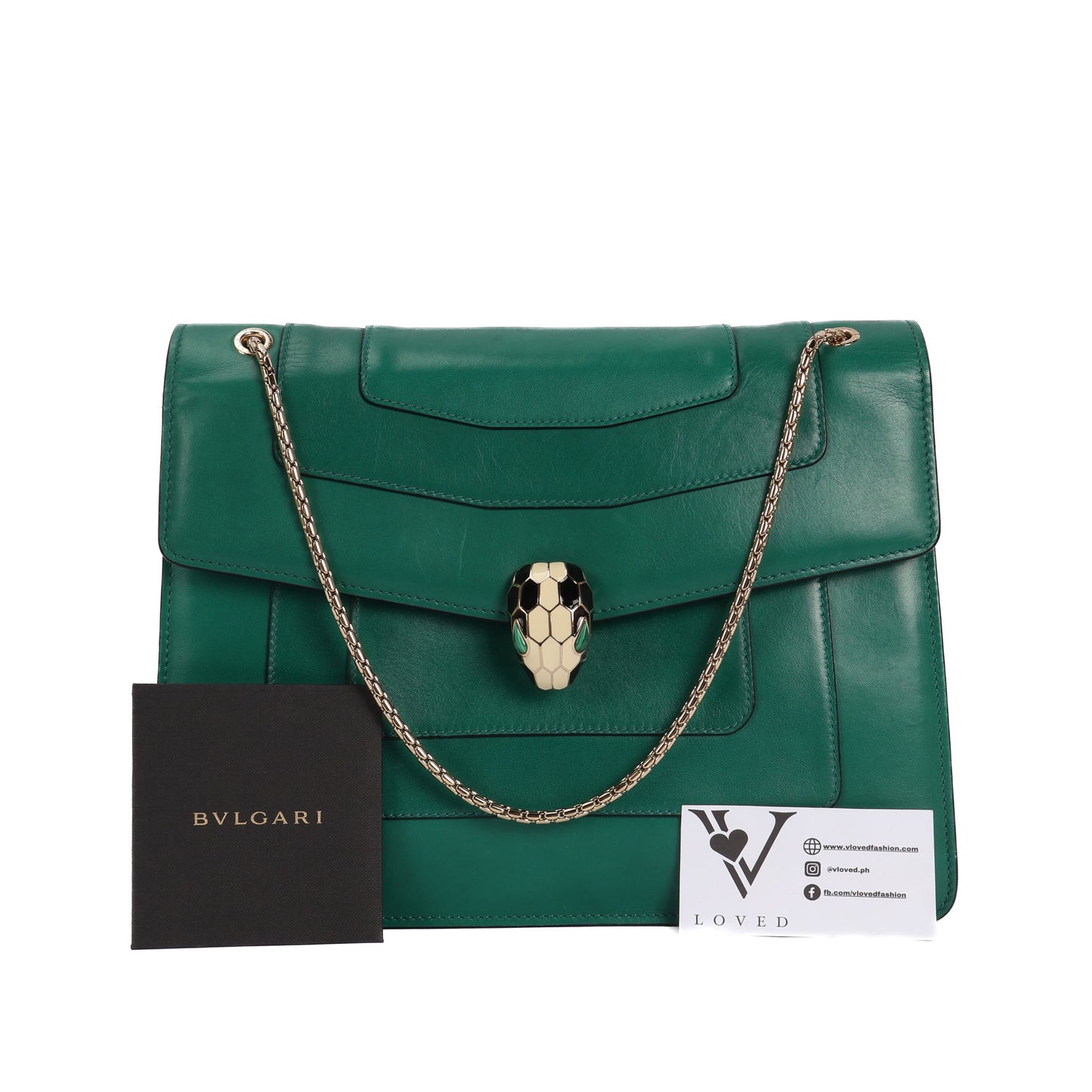 Serpenti Forever In Green Leather Shoulder Bag