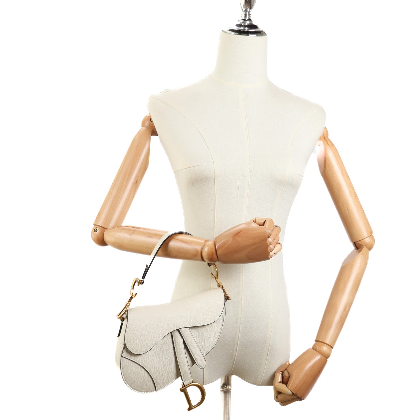Saddle Mini In White Leather