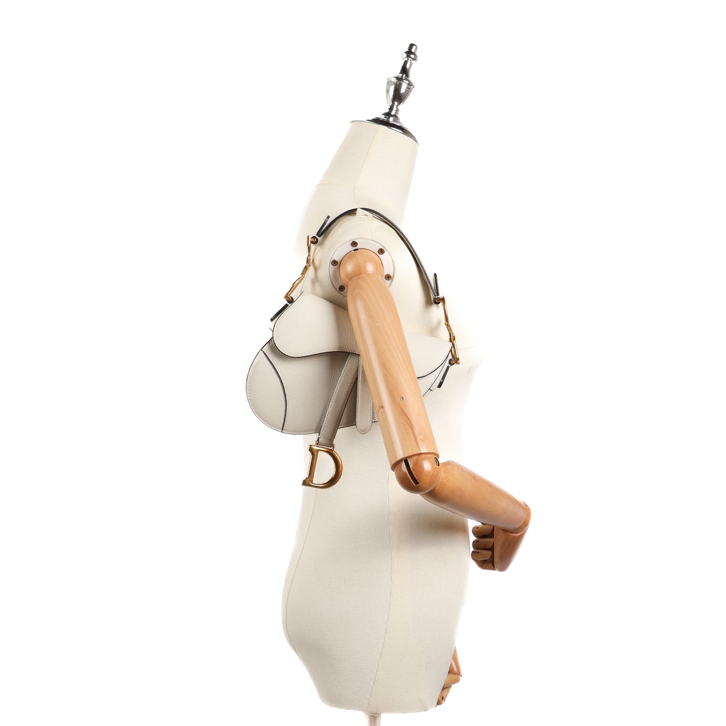Saddle Mini In Off-White Leather