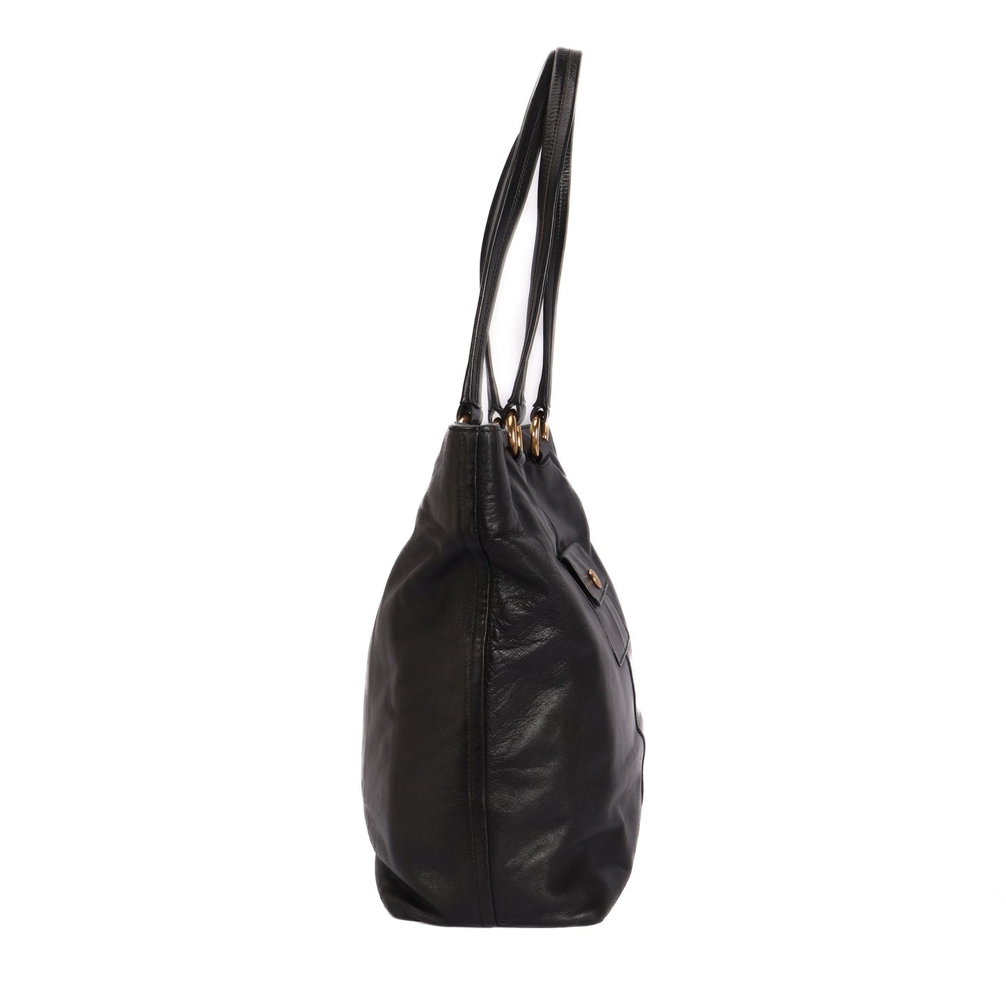 Black Soft Calf Leather Tote Bag