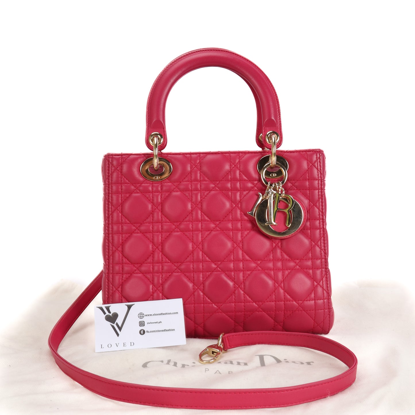 Lady Dior In Pink Leather Bag