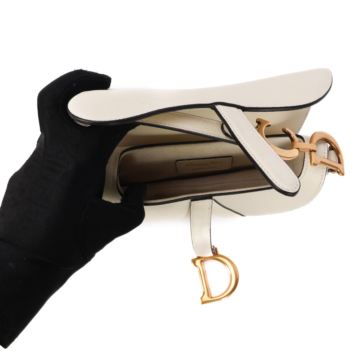 Saddle Mini In White Leather