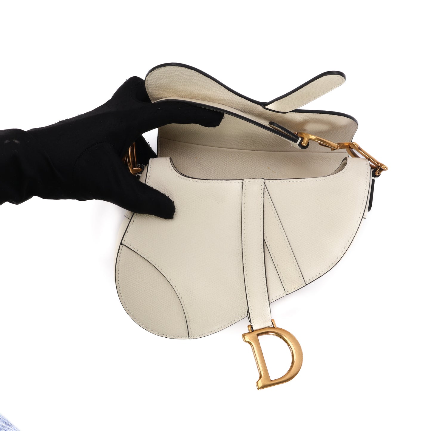 Saddle Mini In White Leather