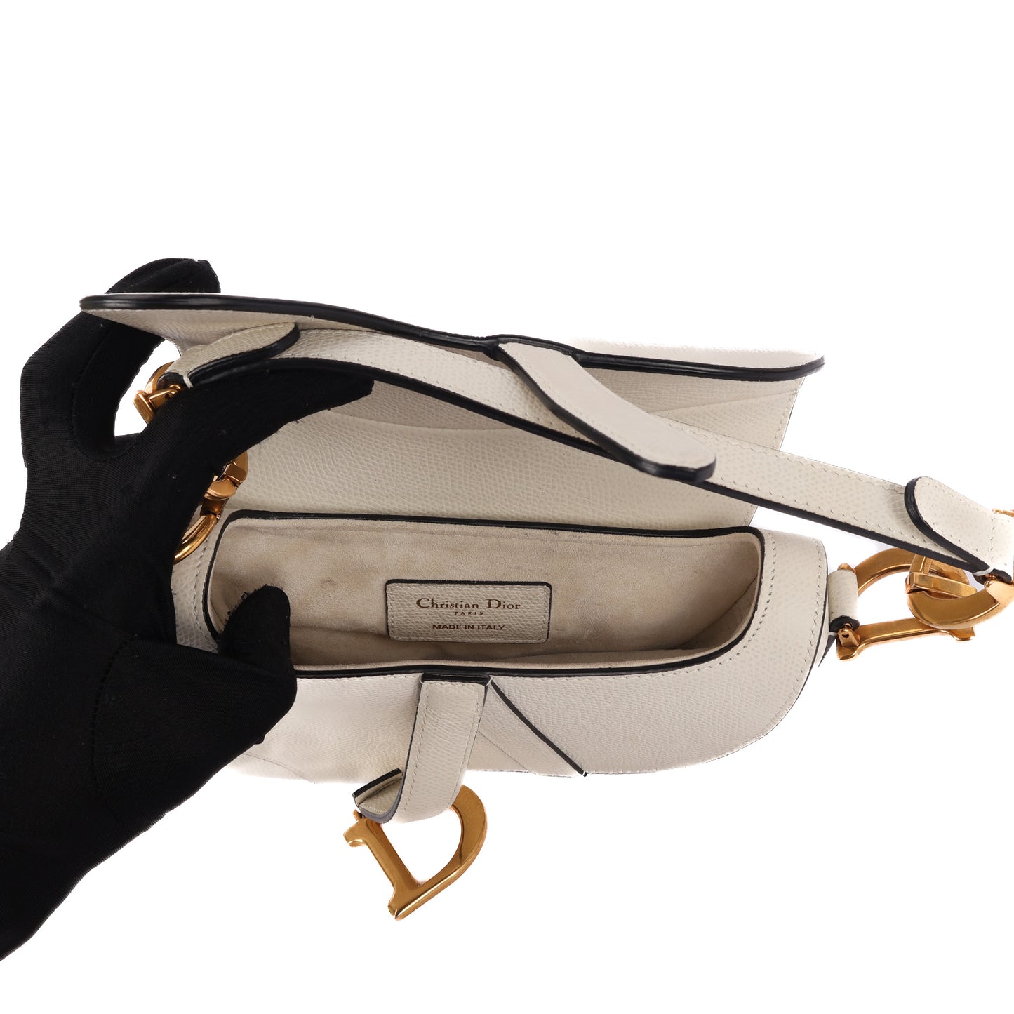 Saddle Mini In Off-White Leather