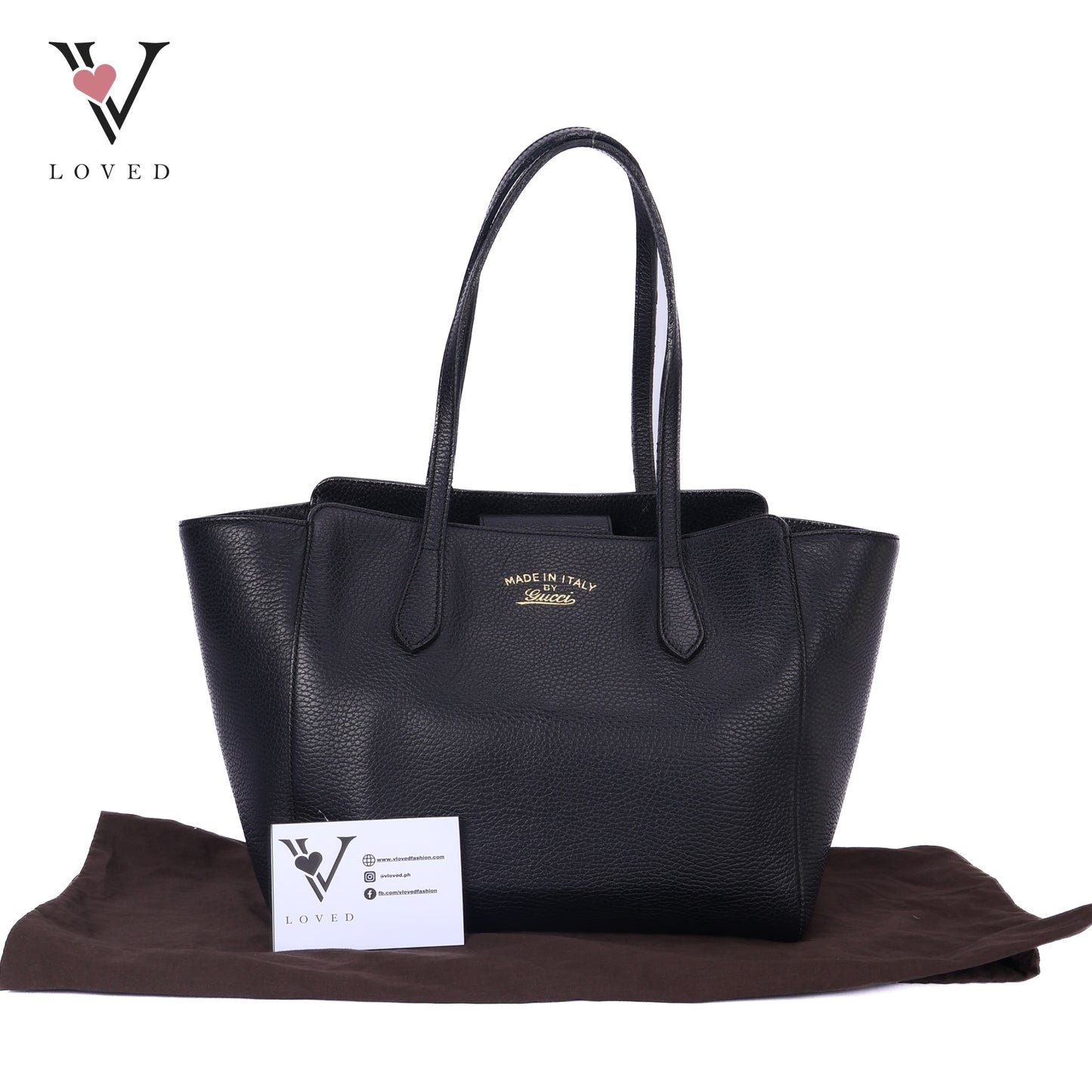 Swing Tote In Black Pebbled Leather Bag