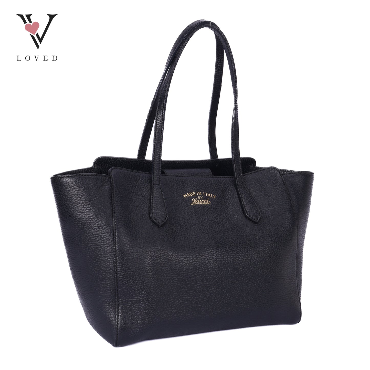 Swing Tote In Black Pebbled Leather Bag