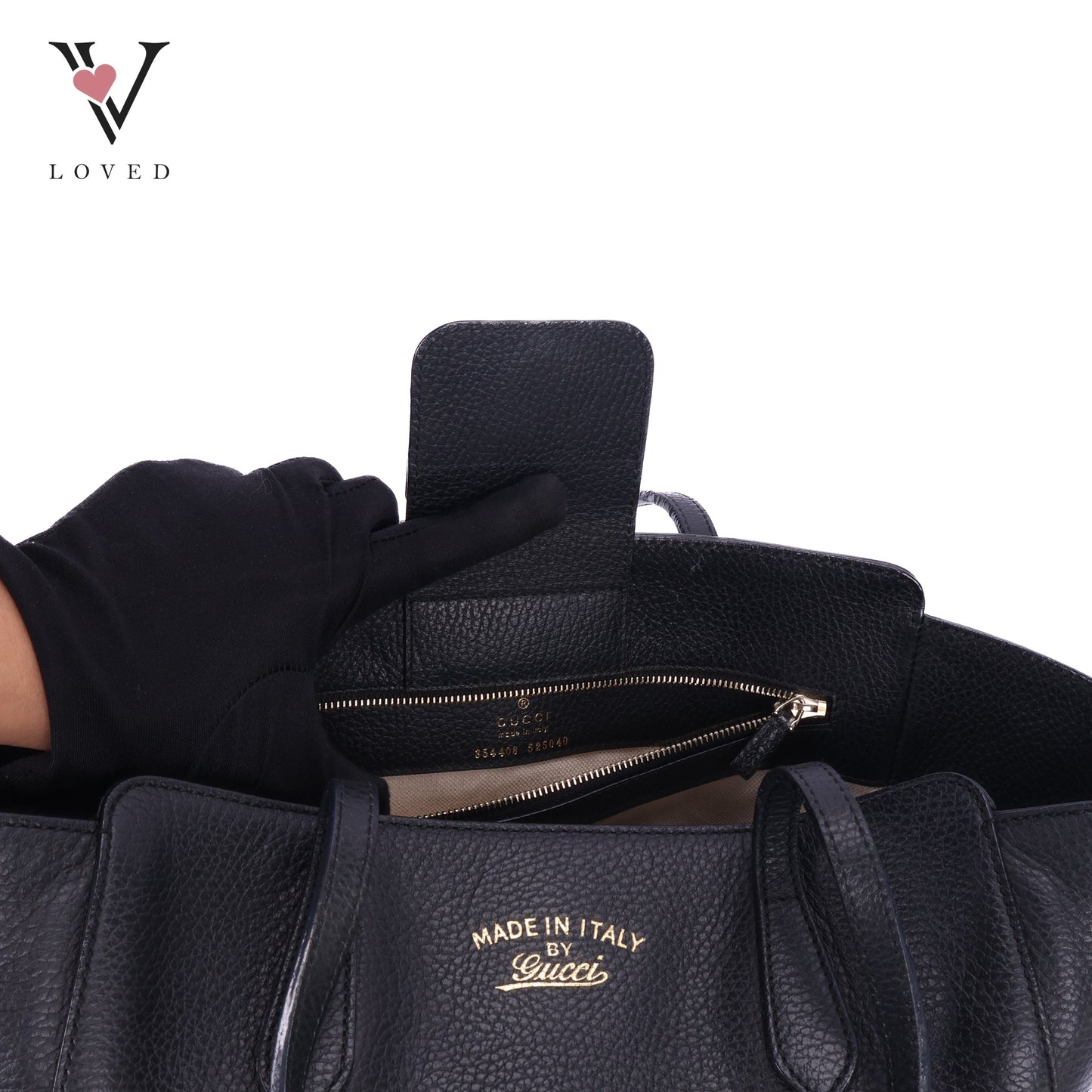 Swing Tote In Black Pebbled Leather Bag