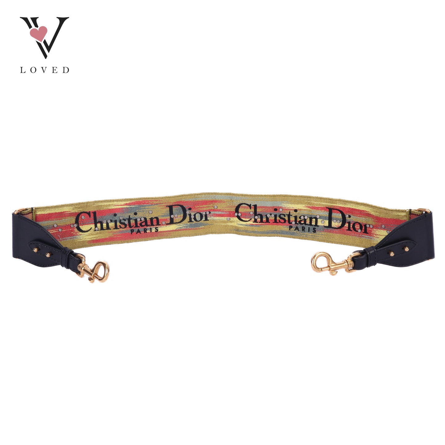 Embroidered Canvas Studded Shoulder Strap In Multicolor