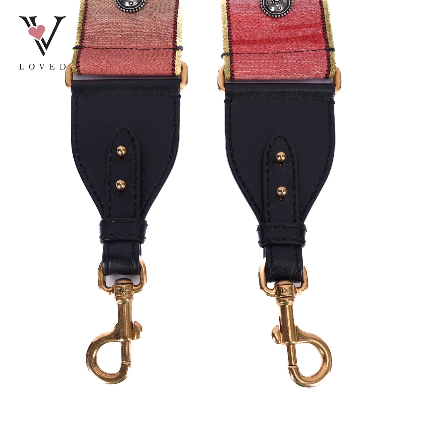 Embroidered Canvas Studded Shoulder Strap In Multicolor