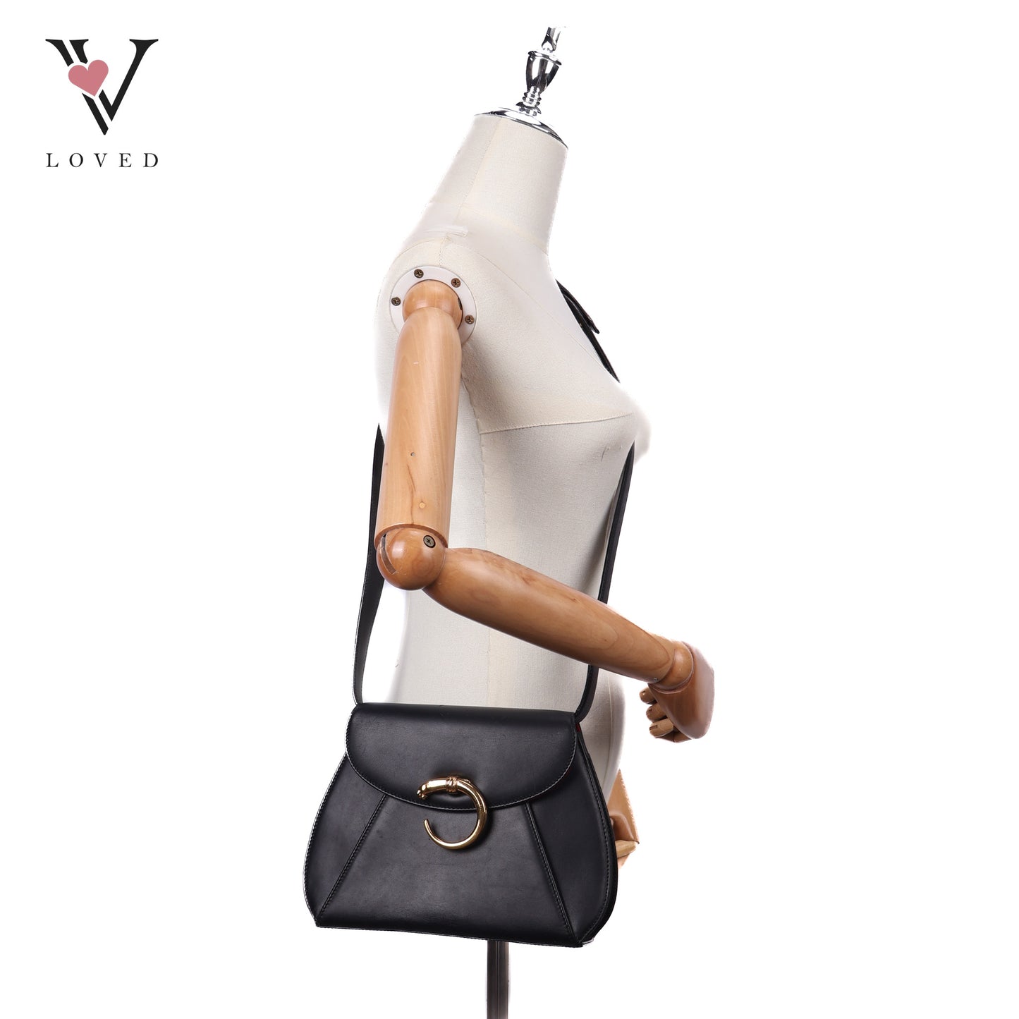 Black Leather Panthere Shoulder Bag