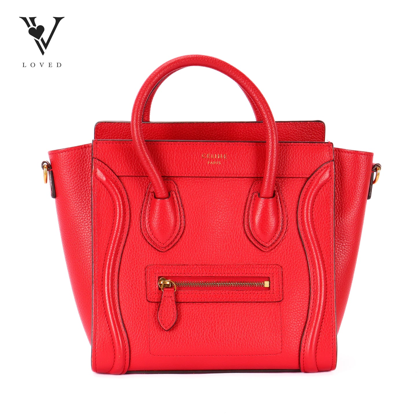 Nano Luggage in Red Grained Calfskin Leather