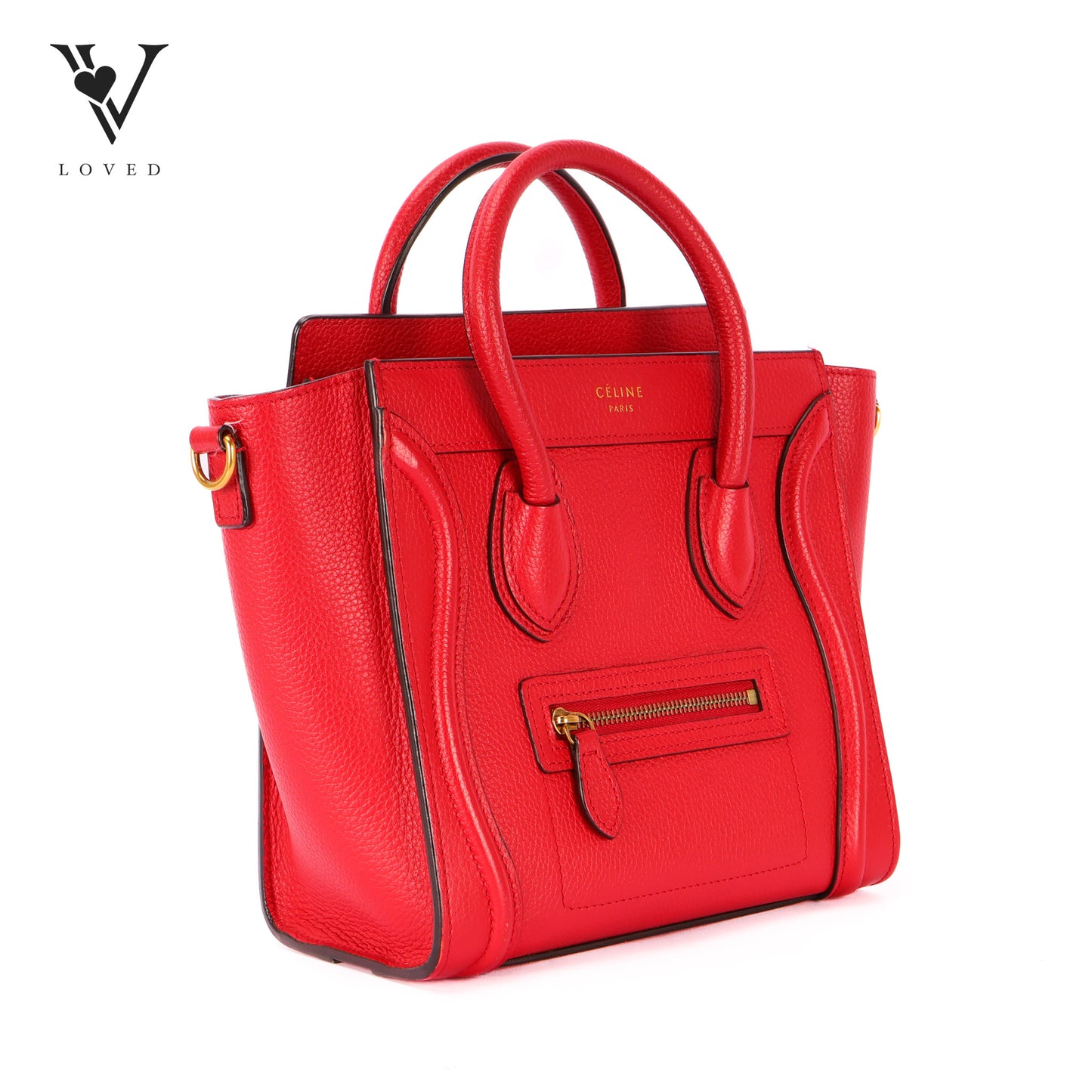 Nano Luggage in Red Grained Calfskin Leather