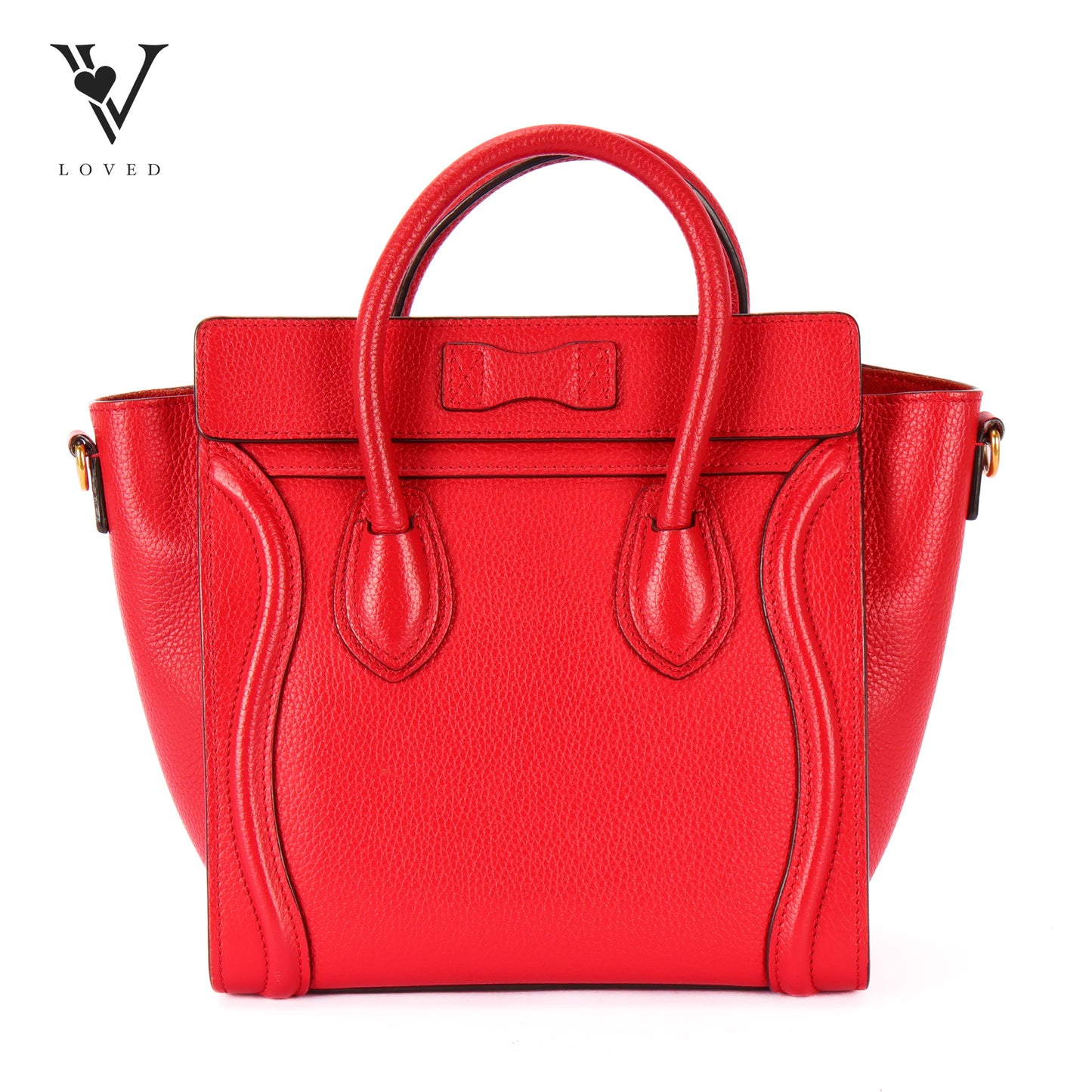Nano Luggage in Red Grained Calfskin Leather