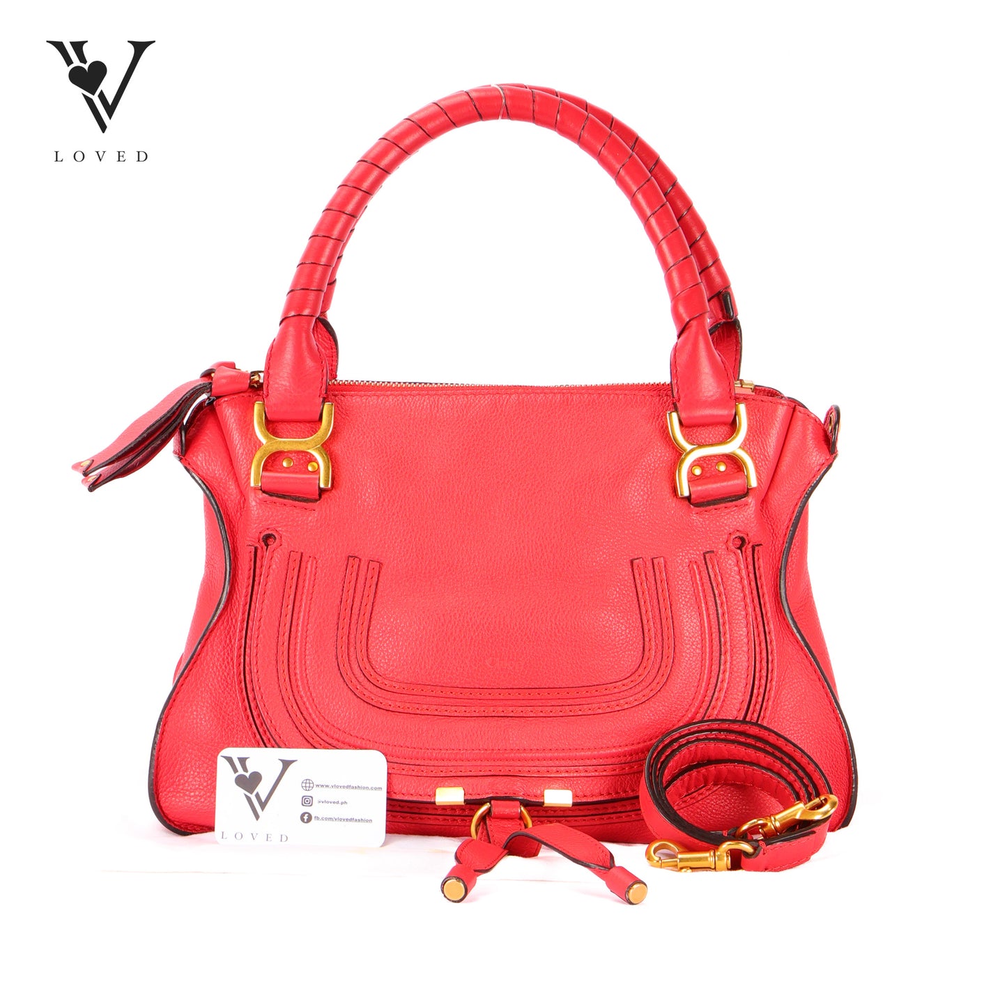 Marcie Double Carry Bag In Grained Calfskin Leather