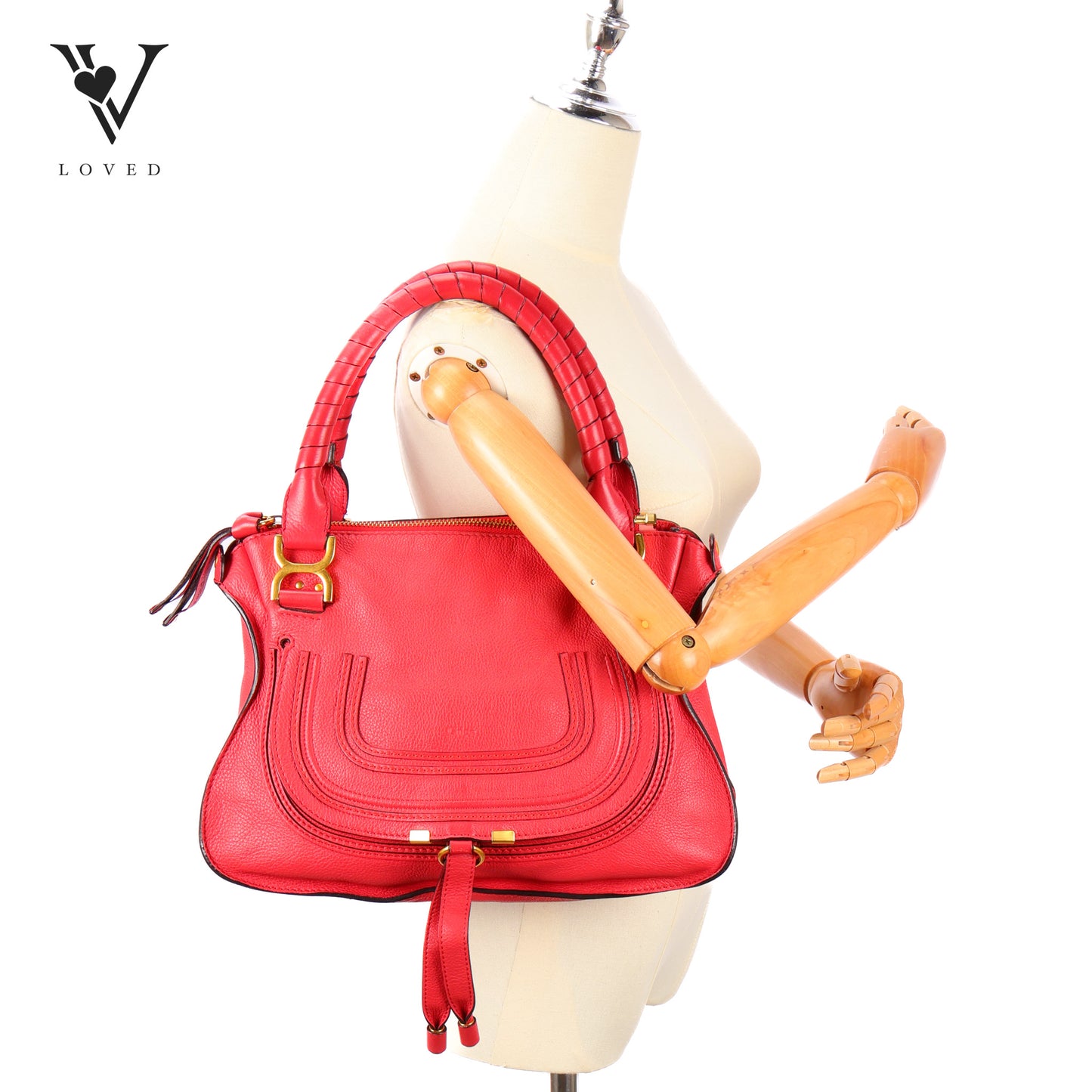 Marcie Double Carry Bag In Grained Calfskin Leather