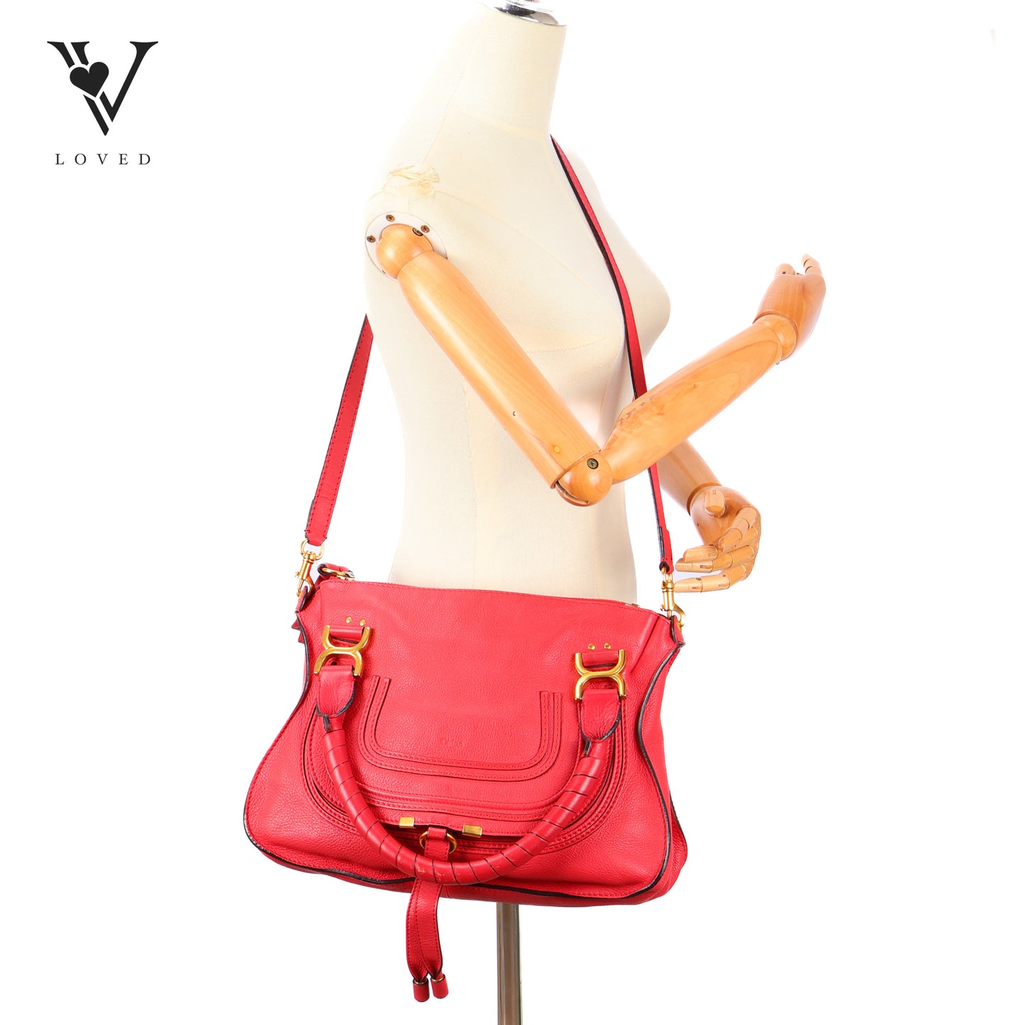 Marcie Double Carry Bag In Grained Calfskin Leather