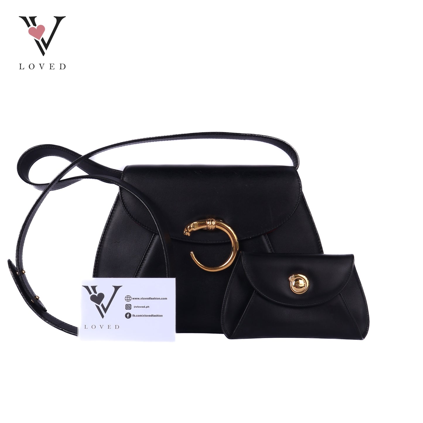 Black Leather Panthere Shoulder Bag