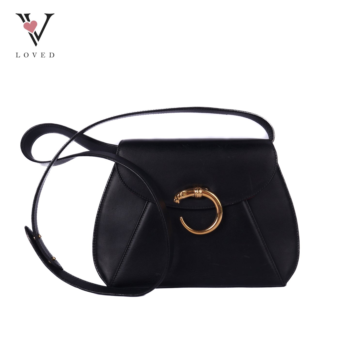 Black Leather Panthere Shoulder Bag