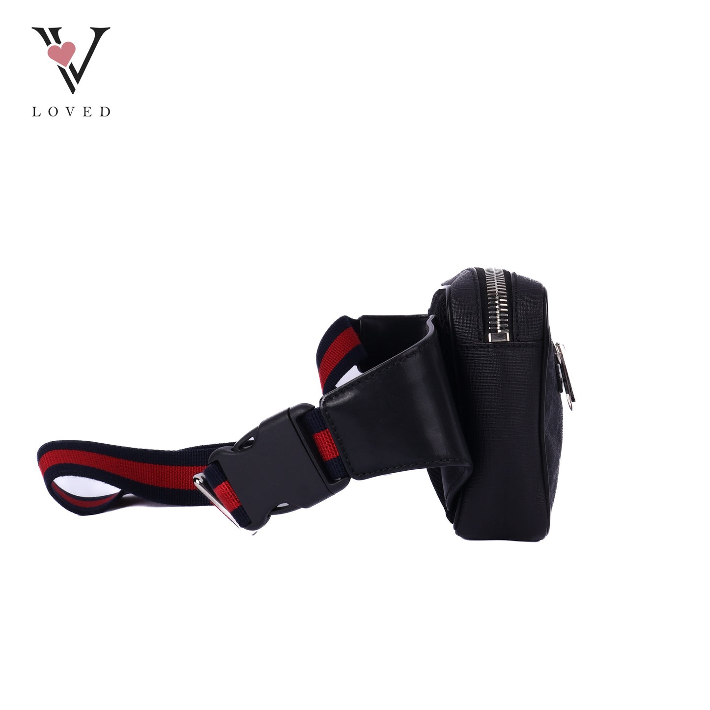 GG Belt Bag With Zip Pocket In Black Leather