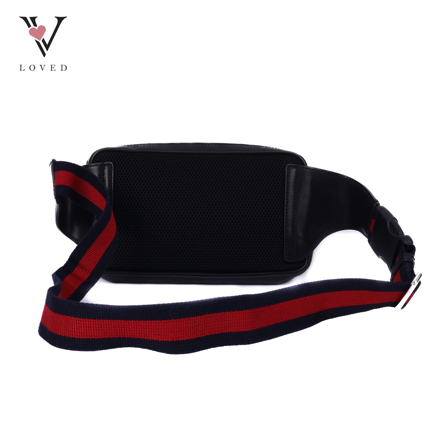 GG Belt Bag With Zip Pocket In Black Leather