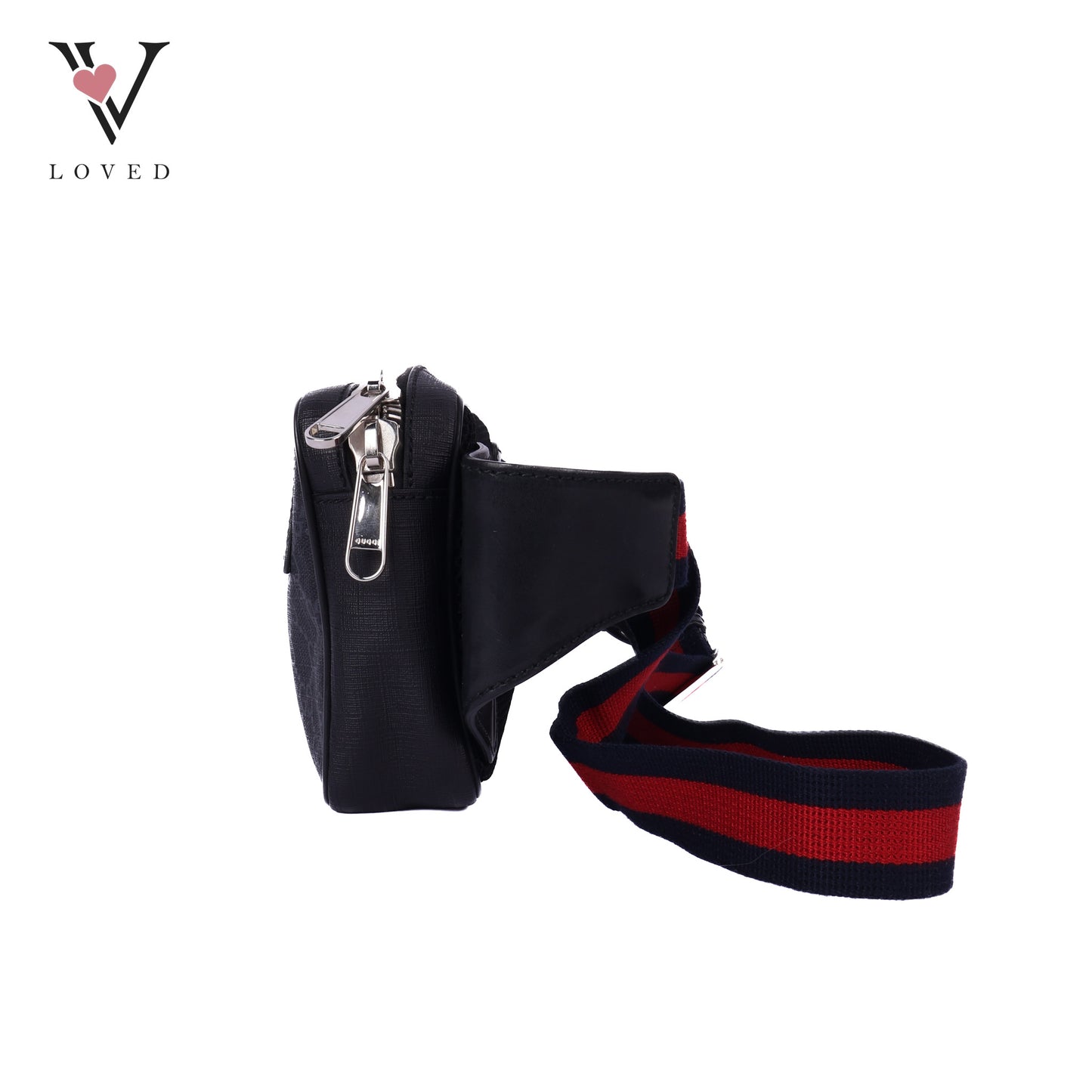 GG Belt Bag With Zip Pocket In Black Leather