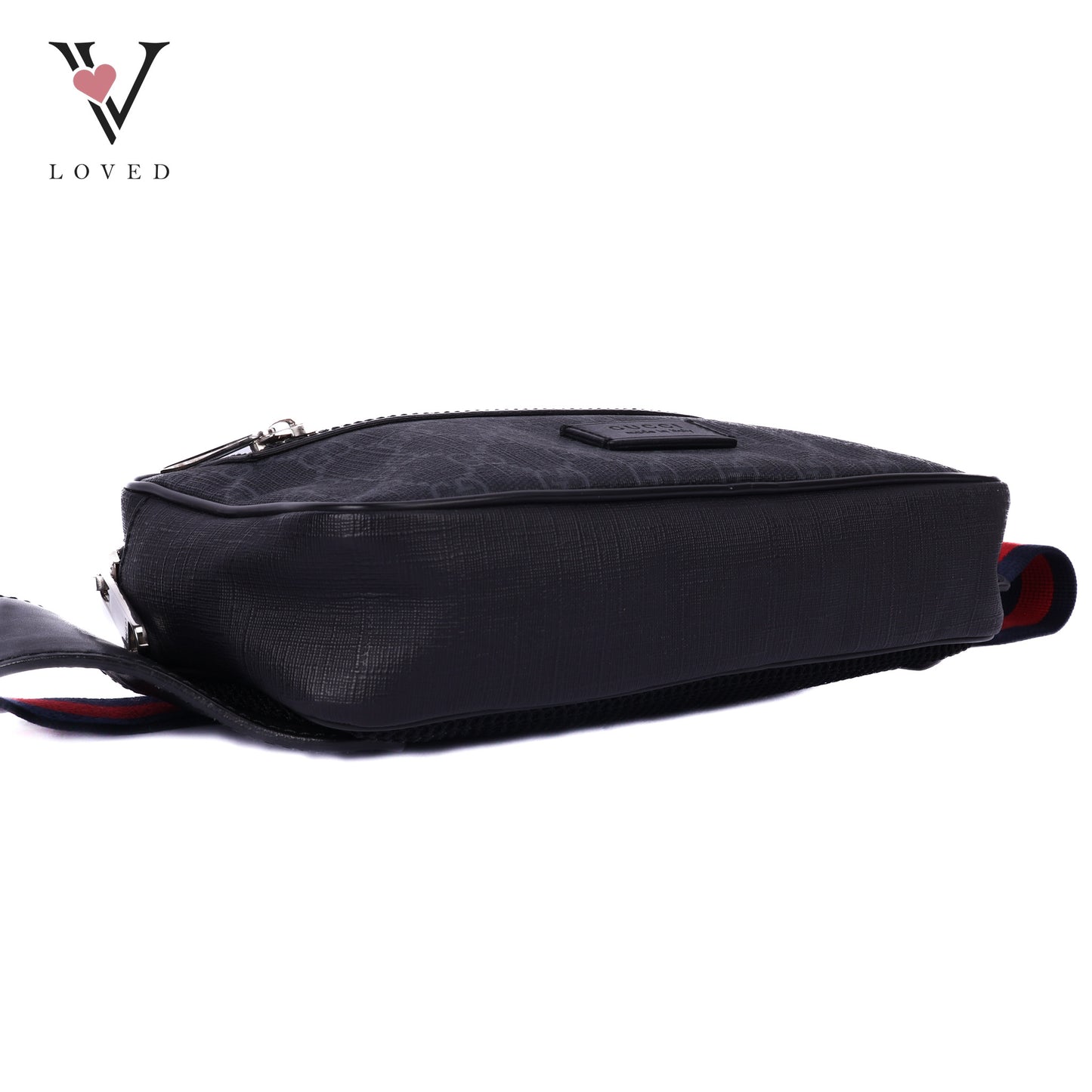 GG Belt Bag With Zip Pocket In Black Leather