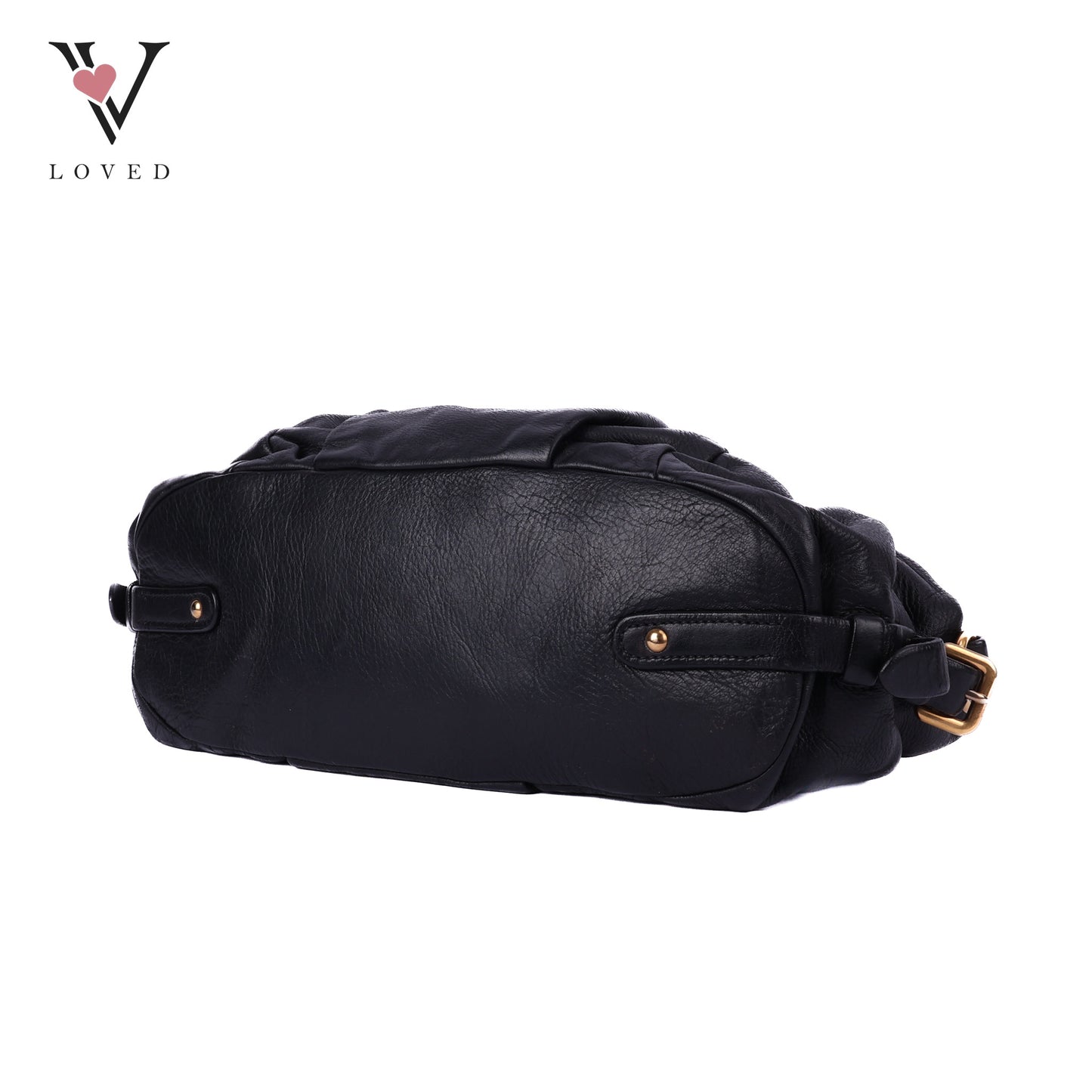 Pushlock Flap Satchel Leather Black