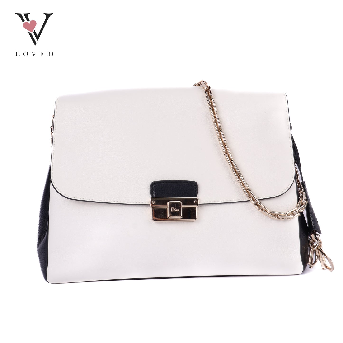 Diorling Shoulder Bag in Off-white and Black Leather
