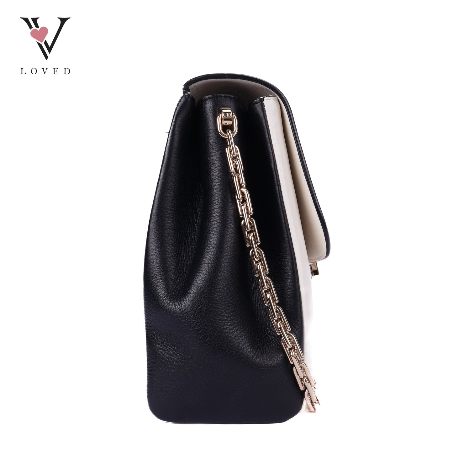 Diorling Shoulder Bag in Off-white and Black Leather