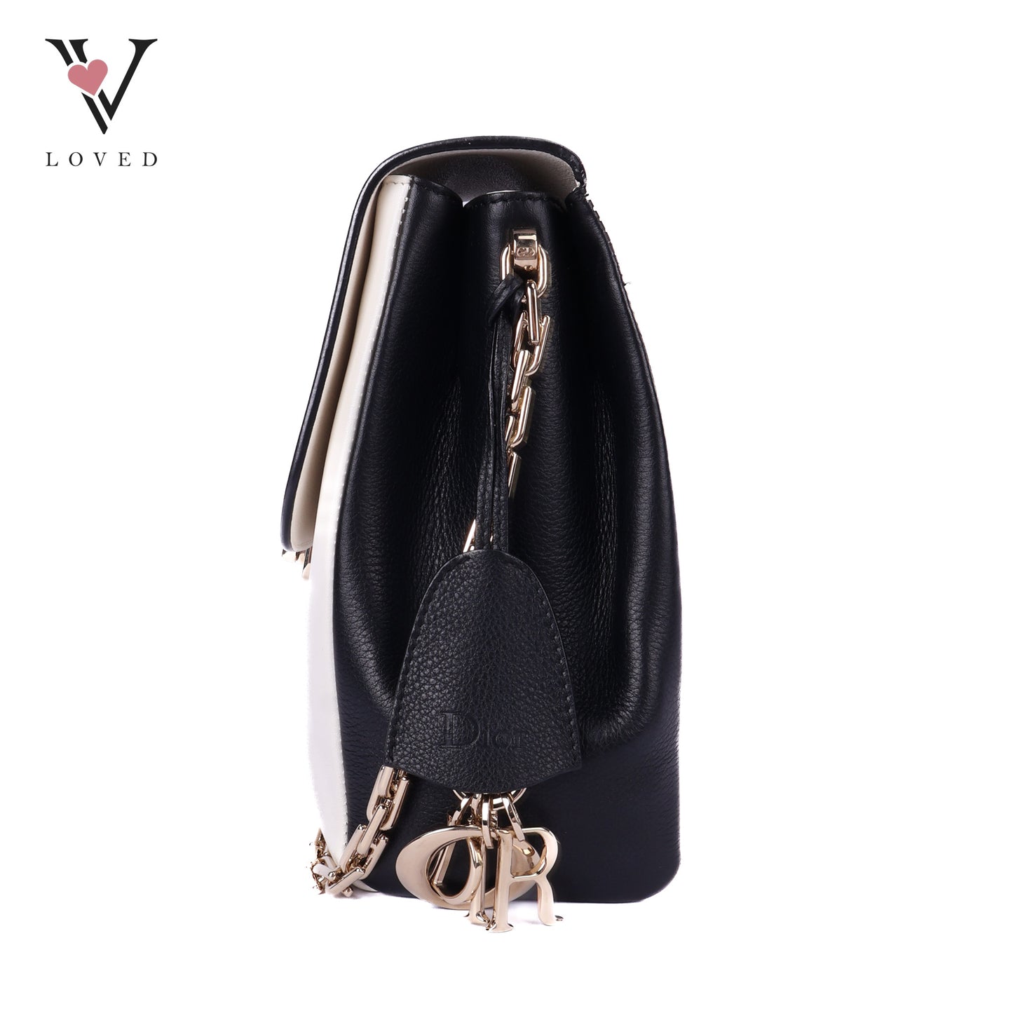 Diorling Shoulder Bag in Off-white and Black Leather