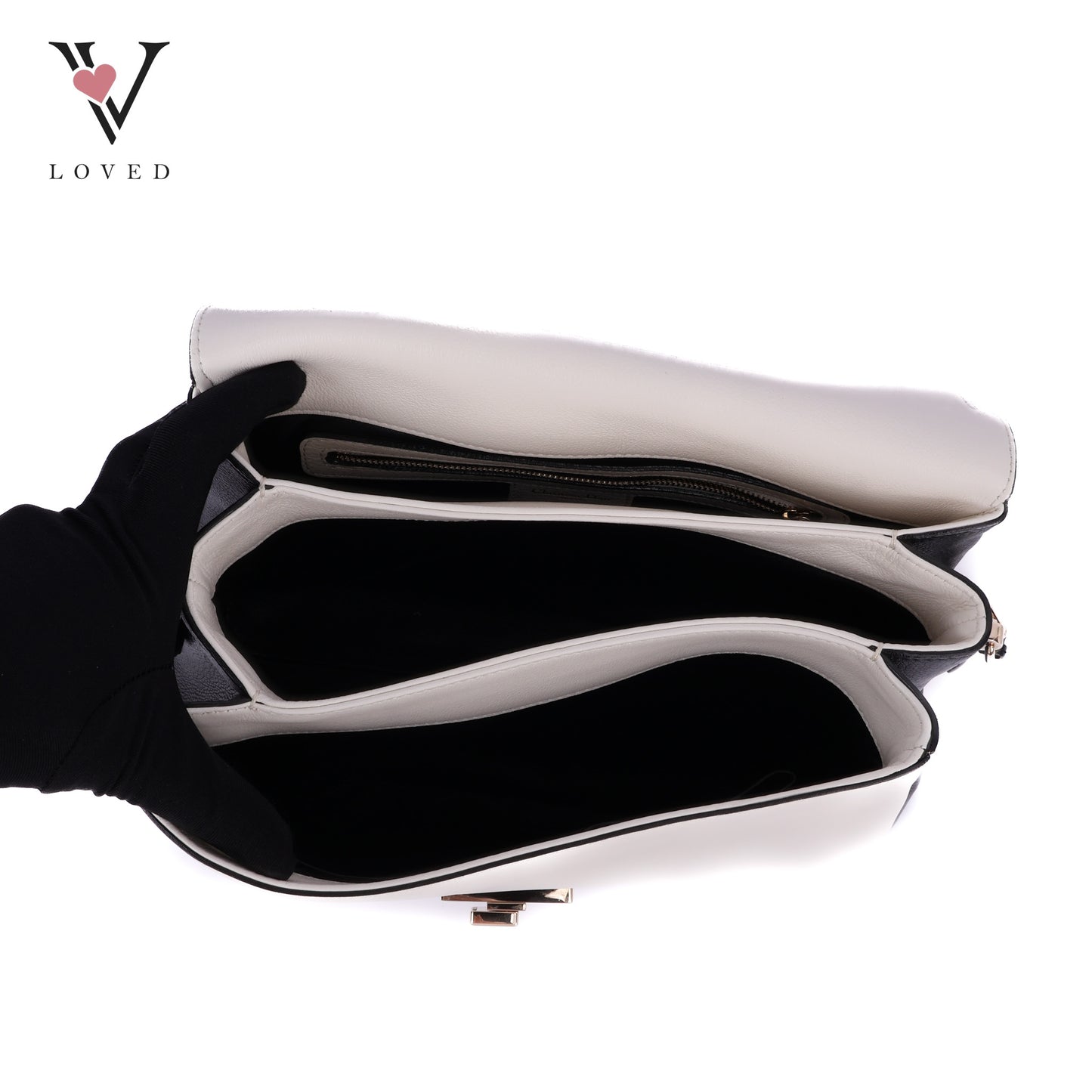 Diorling Shoulder Bag in Off-white and Black Leather
