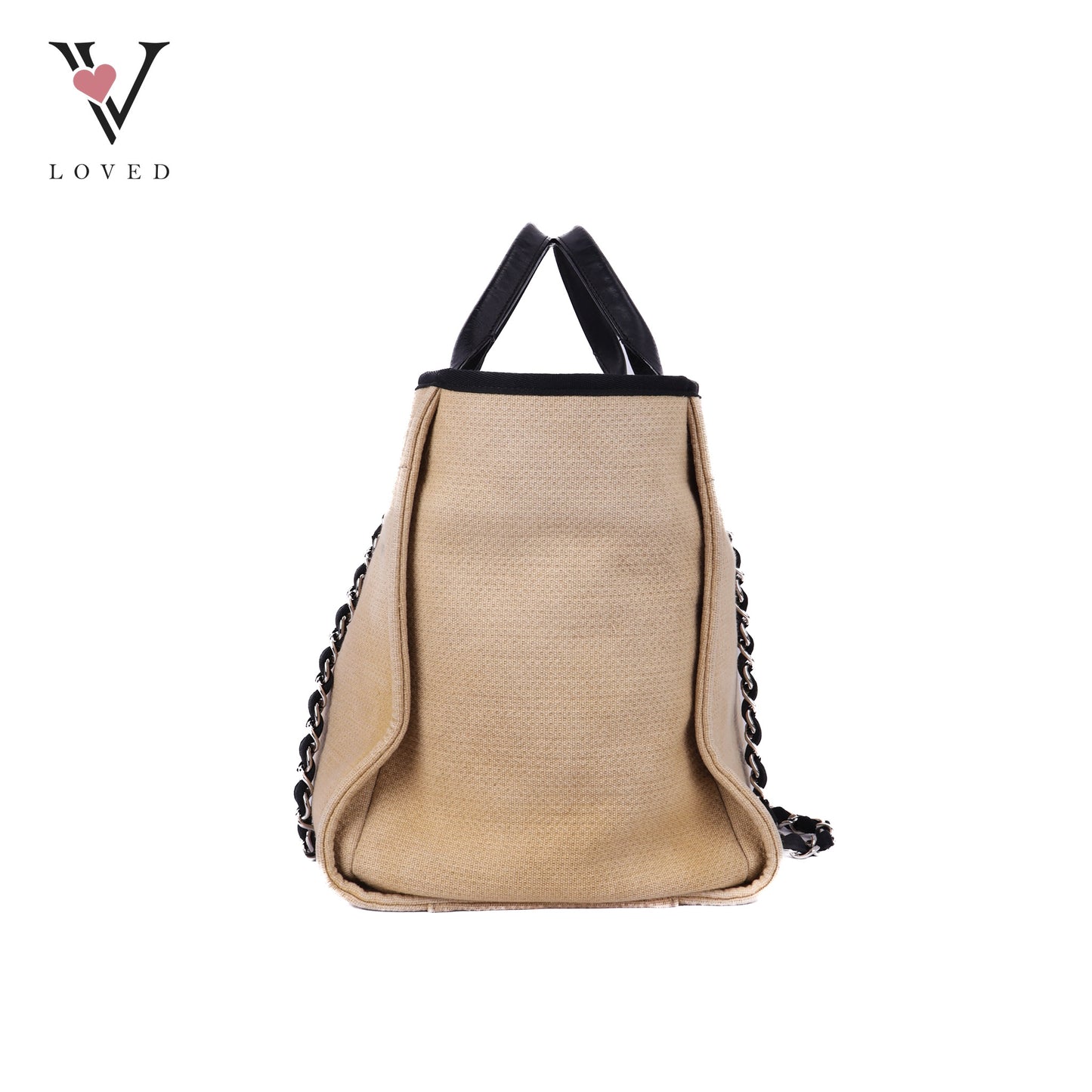 Deauville Canvas Tote In Beige and Black