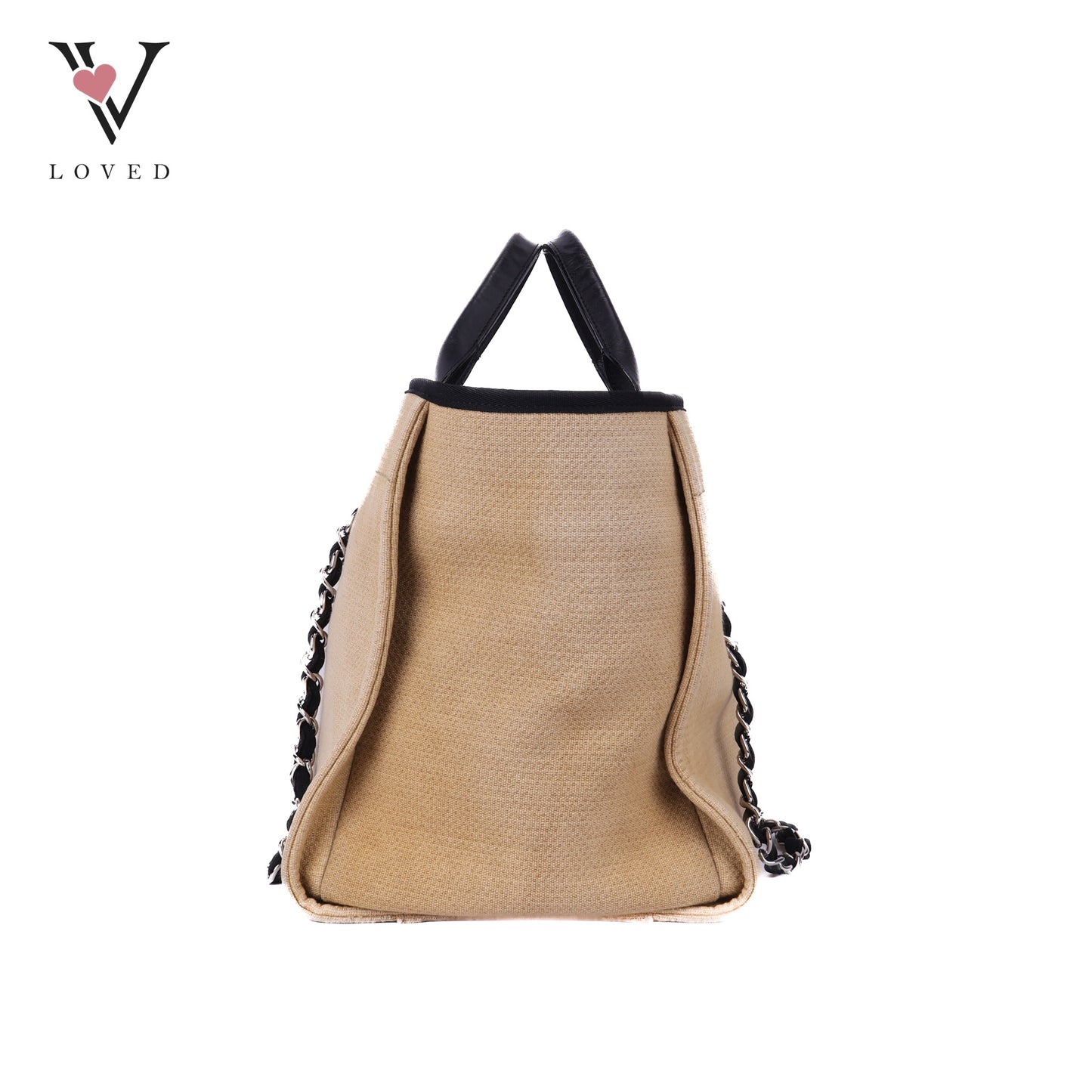 Deauville Canvas Tote In Beige and Black