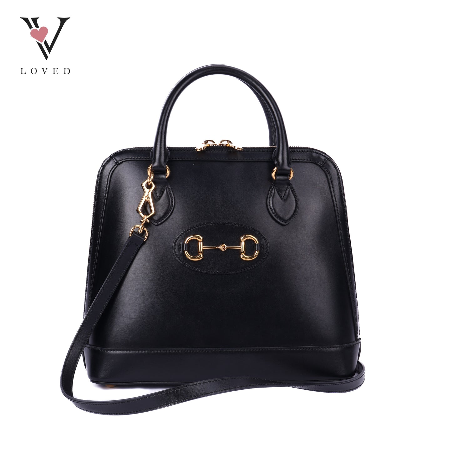 Horsebit Top Handle Bag With Gold Hardware