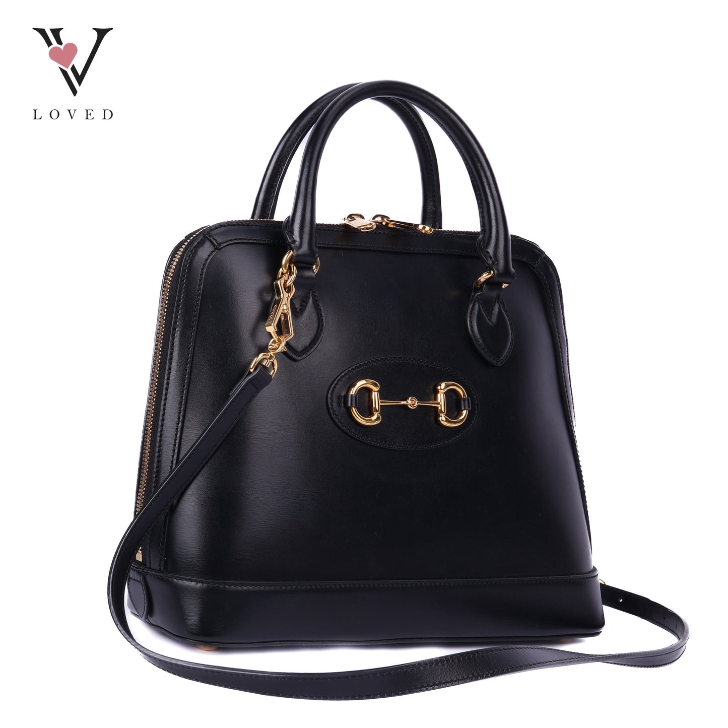 Horsebit Top Handle Bag With Gold Hardware