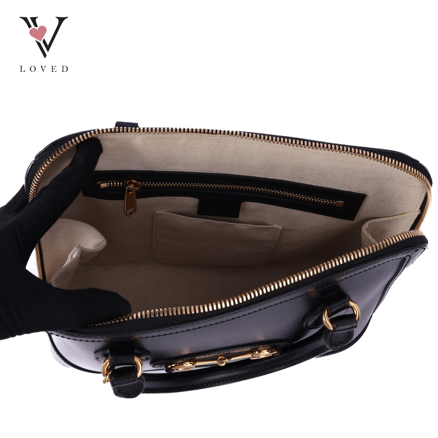 Horsebit Top Handle Bag With Gold Hardware