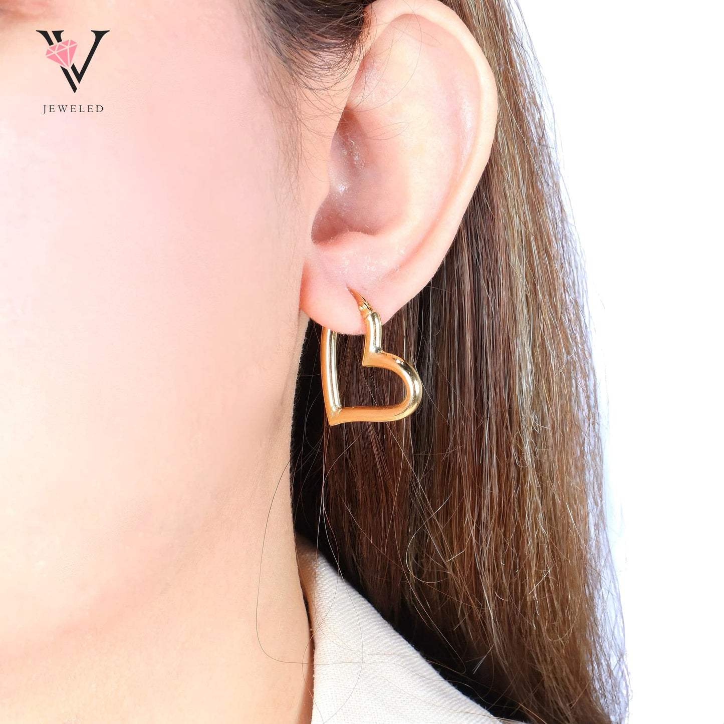 Golden Heart Hoop Earrings