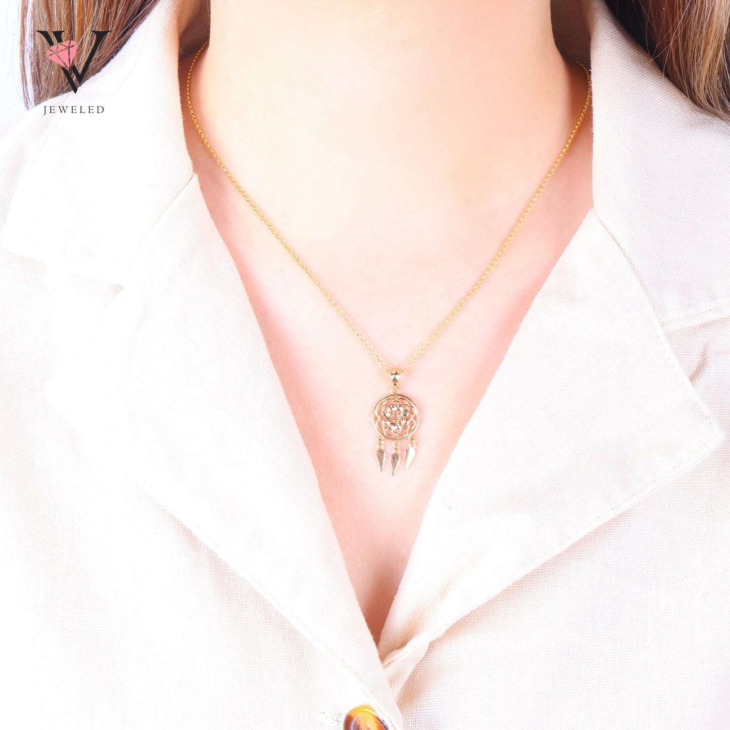 Gold Dream Catcher Pendant
