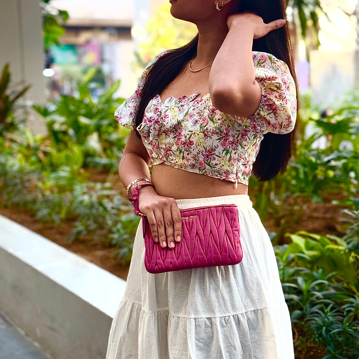 Matelasse Leather Clutch Bag