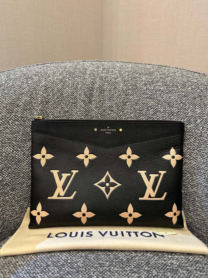 Louis Vuitton Bicolor Monogram Empreinte Daily Pouch In Noir