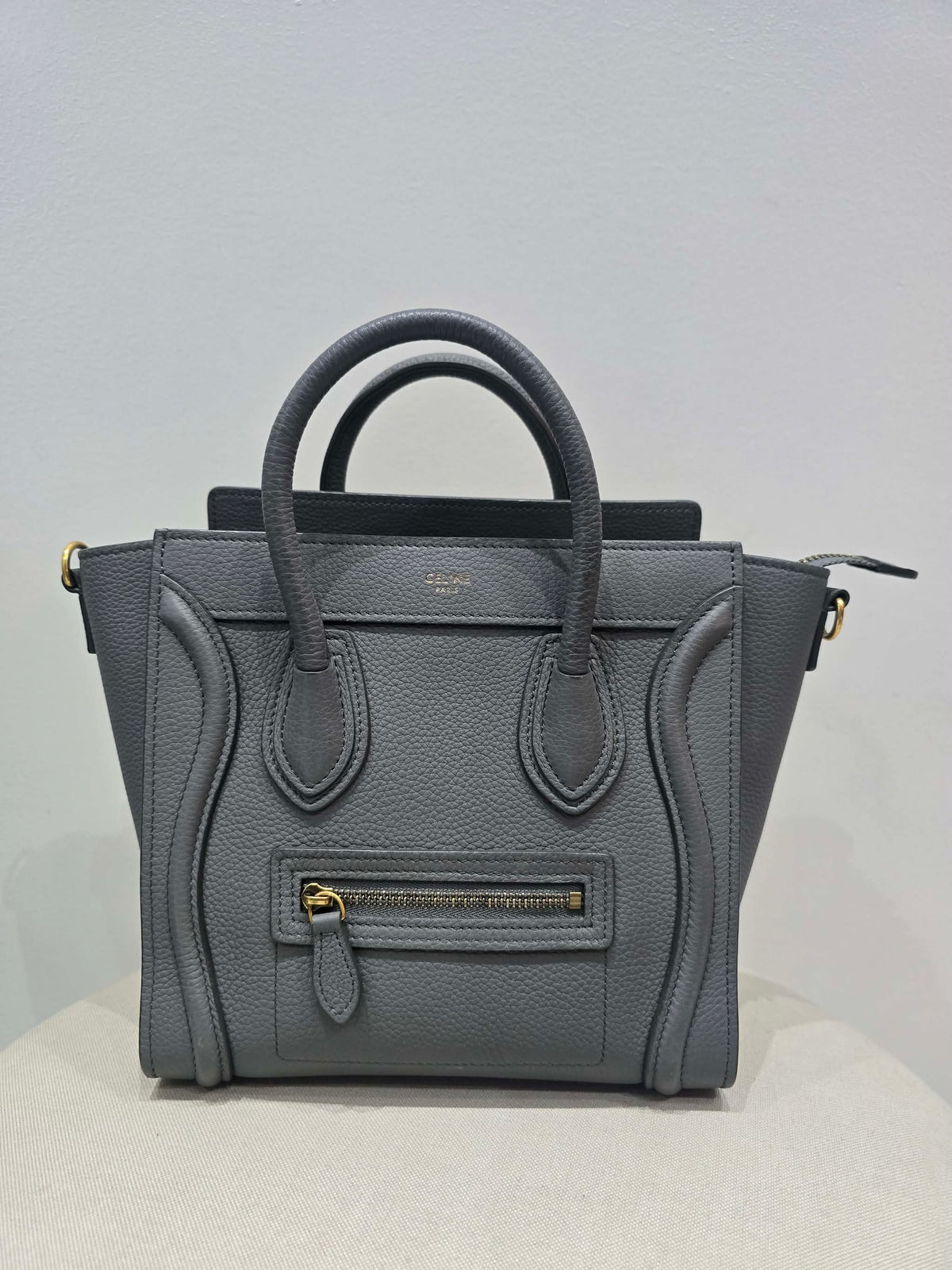 Celine Nano Luggage Tote Bag in Grey