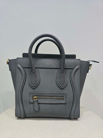 Celine Nano Luggage Tote Bag in Grey