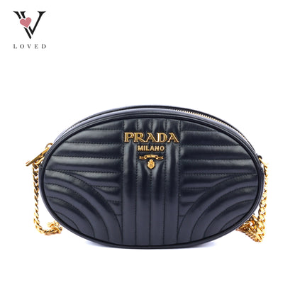 Prada Diagramme Oval Camera Bag In Black