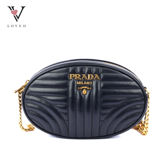 Prada Diagramme Oval Camera Bag In Black