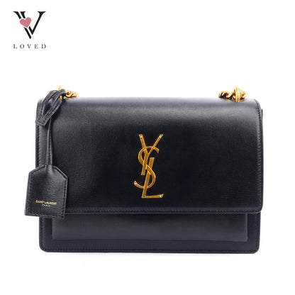 Yves Saint Laurent Sunset Bag In Black Leather