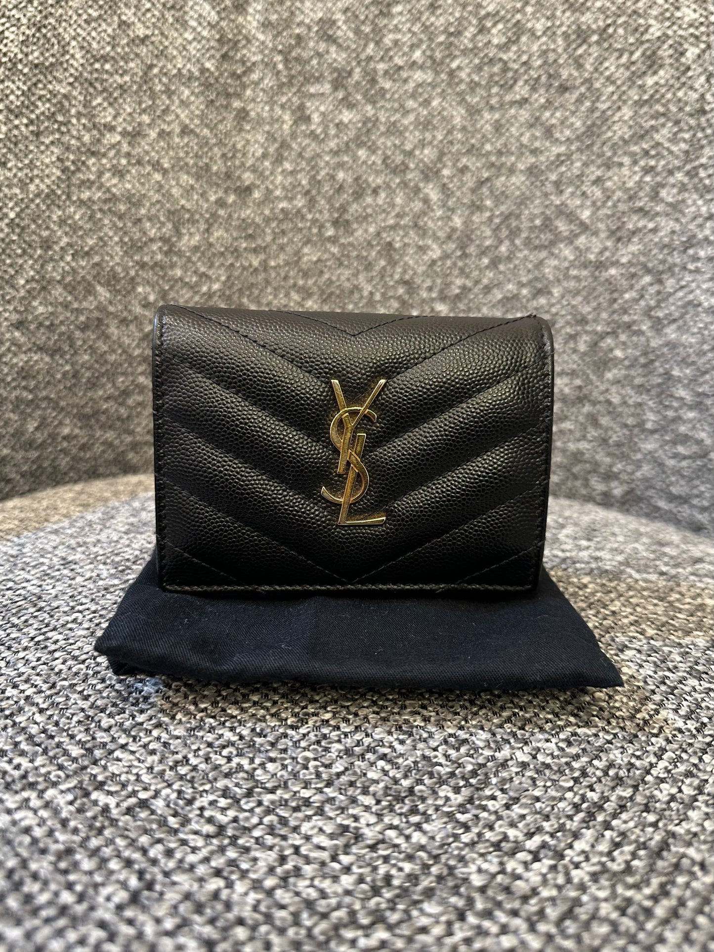 Yves Saint Laurent Cassandre Matelasse Wallet In Black Leather