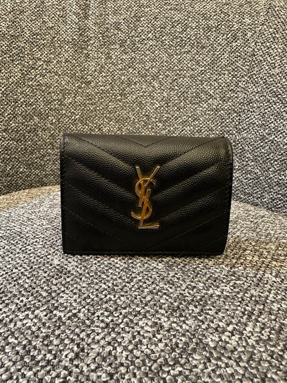 Yves Saint Laurent Cassandre Matelasse Wallet In Black Leather